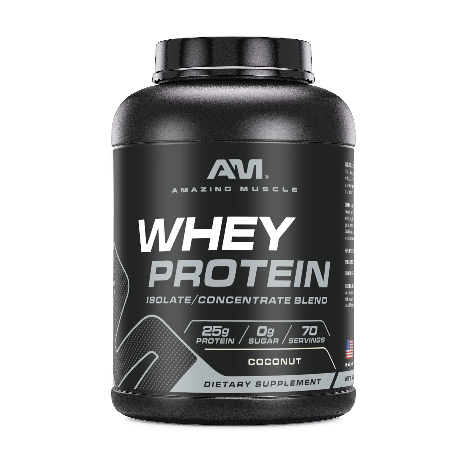 Amazing Muscle Whey Protein Isolate & Concentrate Powder | Coconut  Flavor | 5 Lb | 25 G Protein per Serving | 70 Servings