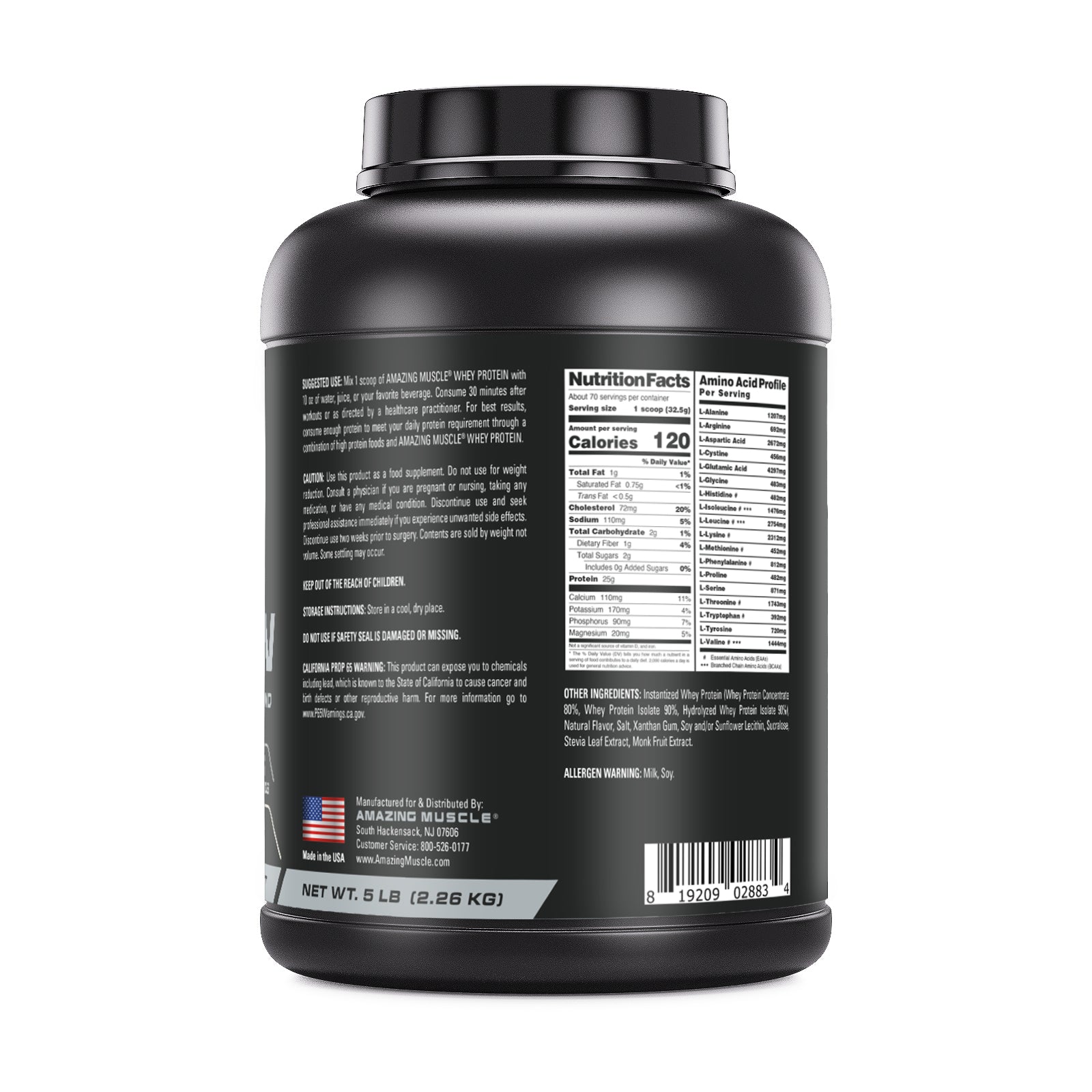 Amazing Muscle Whey Protein Isolate & Concentrate Powder | Coconut  Flavor | 5 Lb | 25 G Protein per Serving | 70 Servings