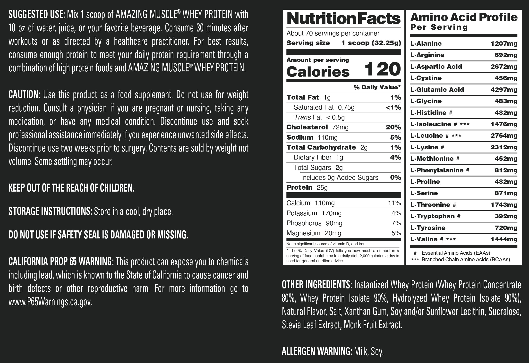 Amazing Muscle Whey Protein Isolate & Concentrate Powder | Vanilla Toffee Flavor | 5 Lb | 25 G Protein per Serving | 70 Servings