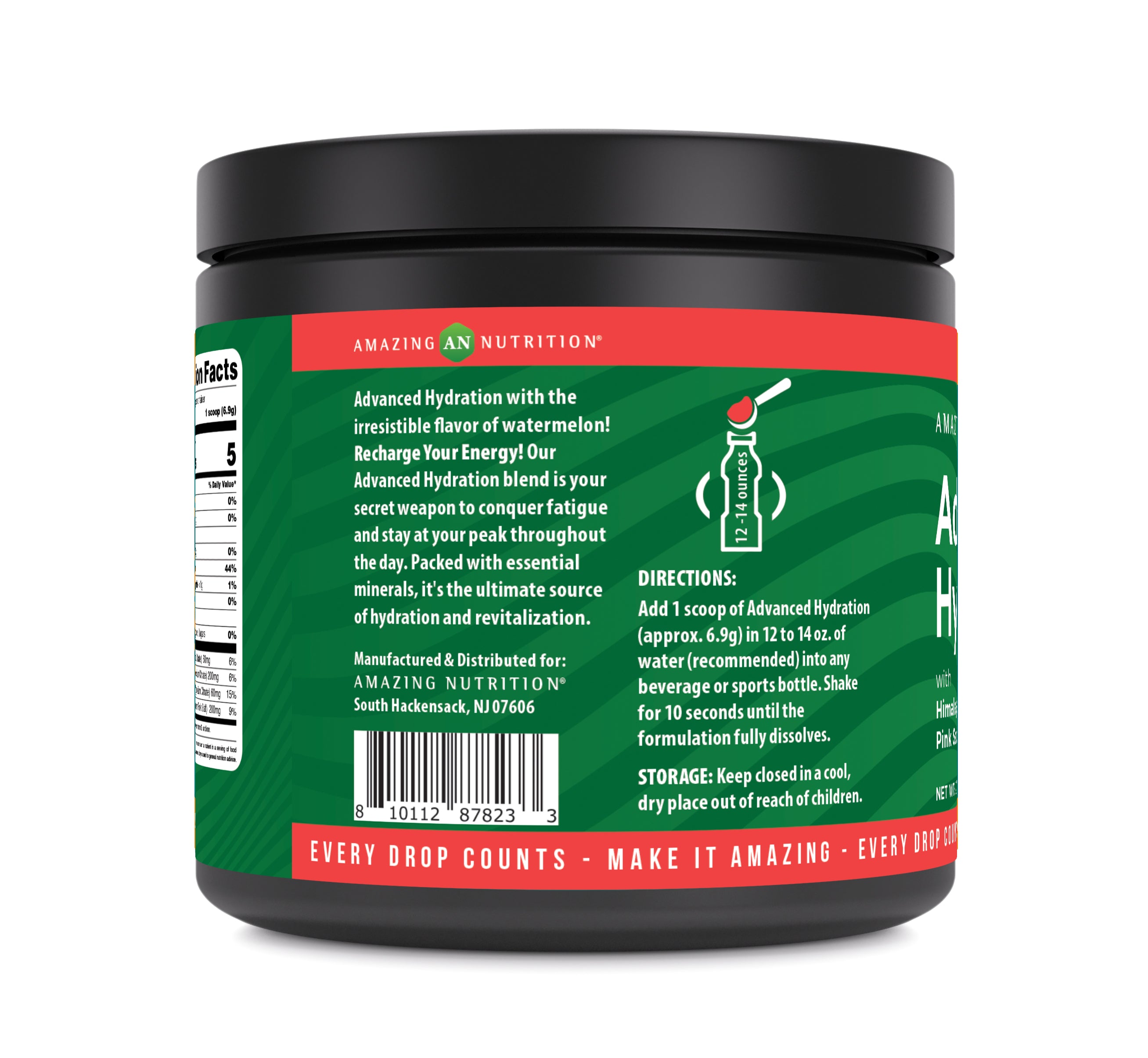 Amazing Nutrition Advanced Hydration Electrolyte Powder | 207 G (30 Servings) | Watermelon Flavor | Packed with Essential Minerals | Sugar-Free | Keto Friendly