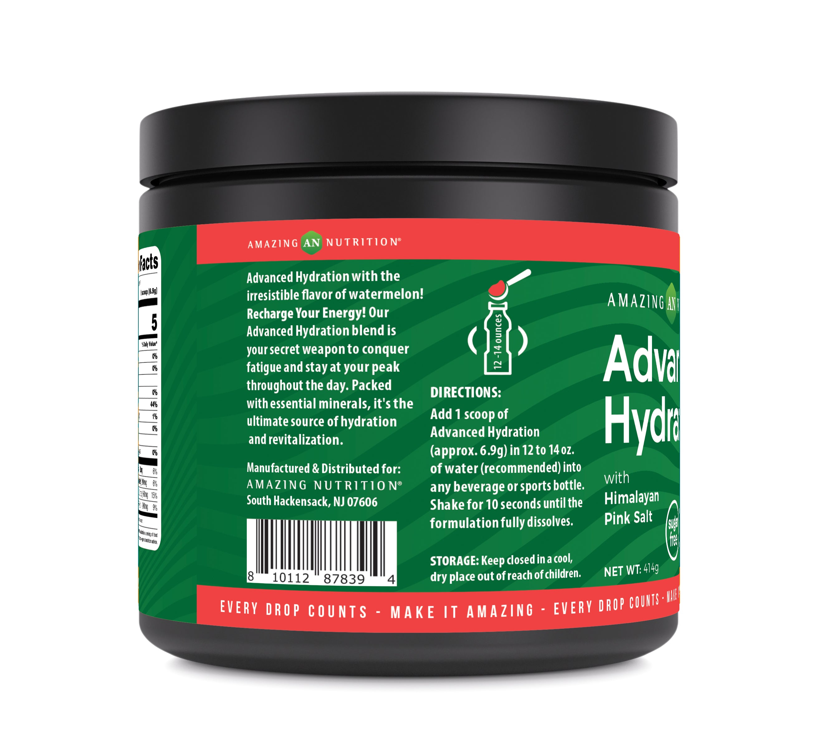 Amazing Nutrition Advanced Hydration Electrolyte Powder | 414 G (60 Servings) | Watermelon Flavor | Packed with Essential Minerals | Sugar-Free | Keto Friendly