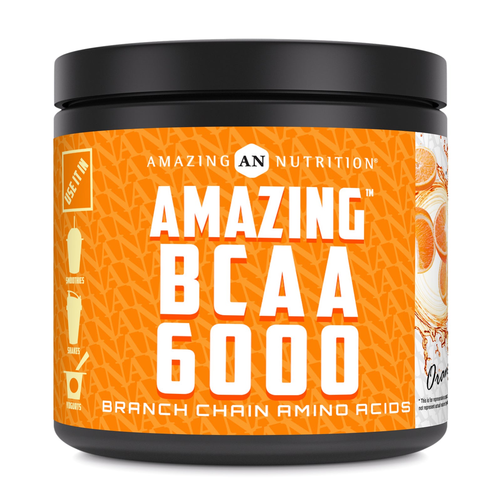 Amazing Nutrition BCAA (Branched Chain Amino Acid) 6000 | 6 Grams BCAA per Serving | 30 Servings (231 G | 8.14 Oz) | Orange Flavor