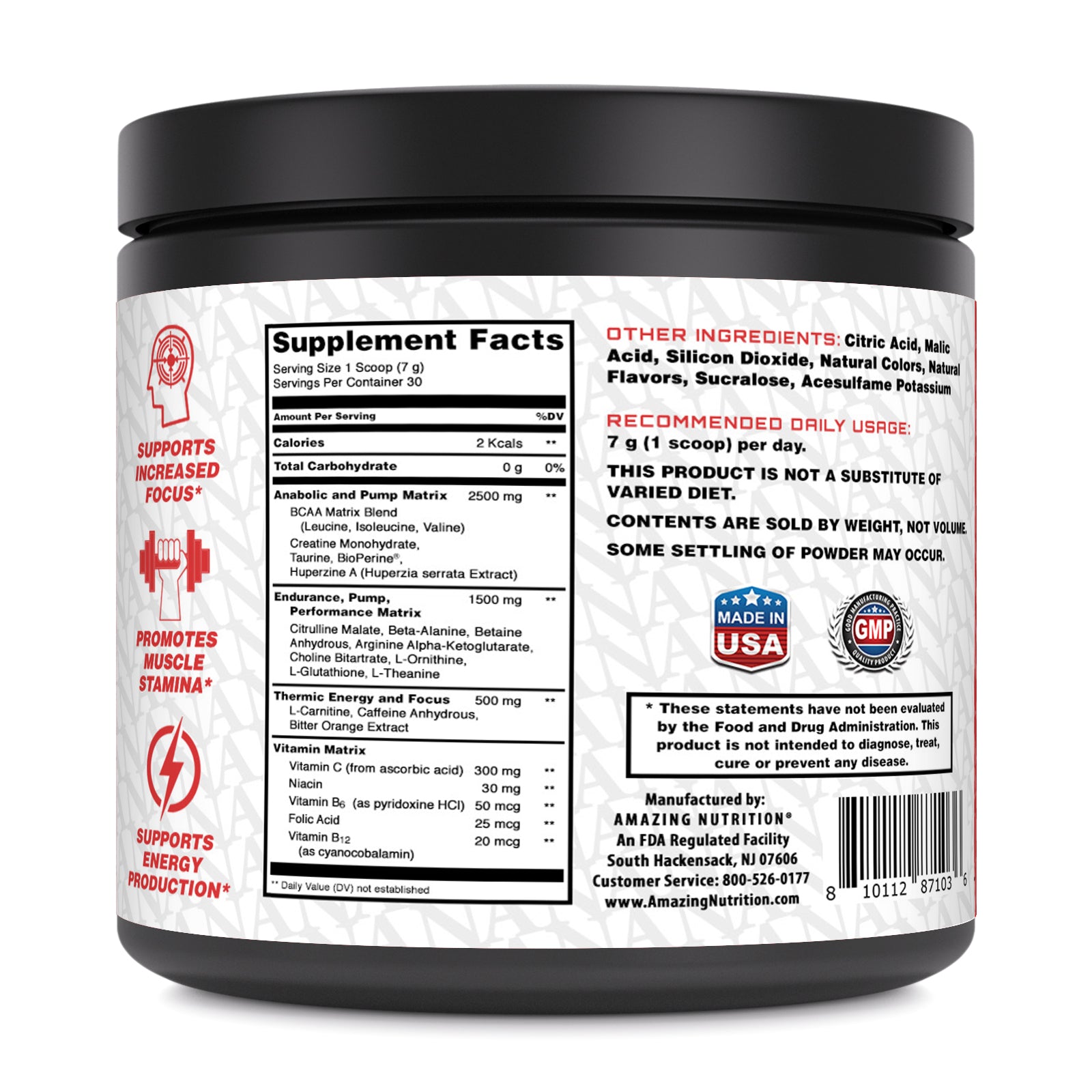 Amazing Nutrition Amazing PRE | Ultimate Pre-Workout | 30 Servings (210 G | 7.4 Oz) | Fruit Punch Flavor