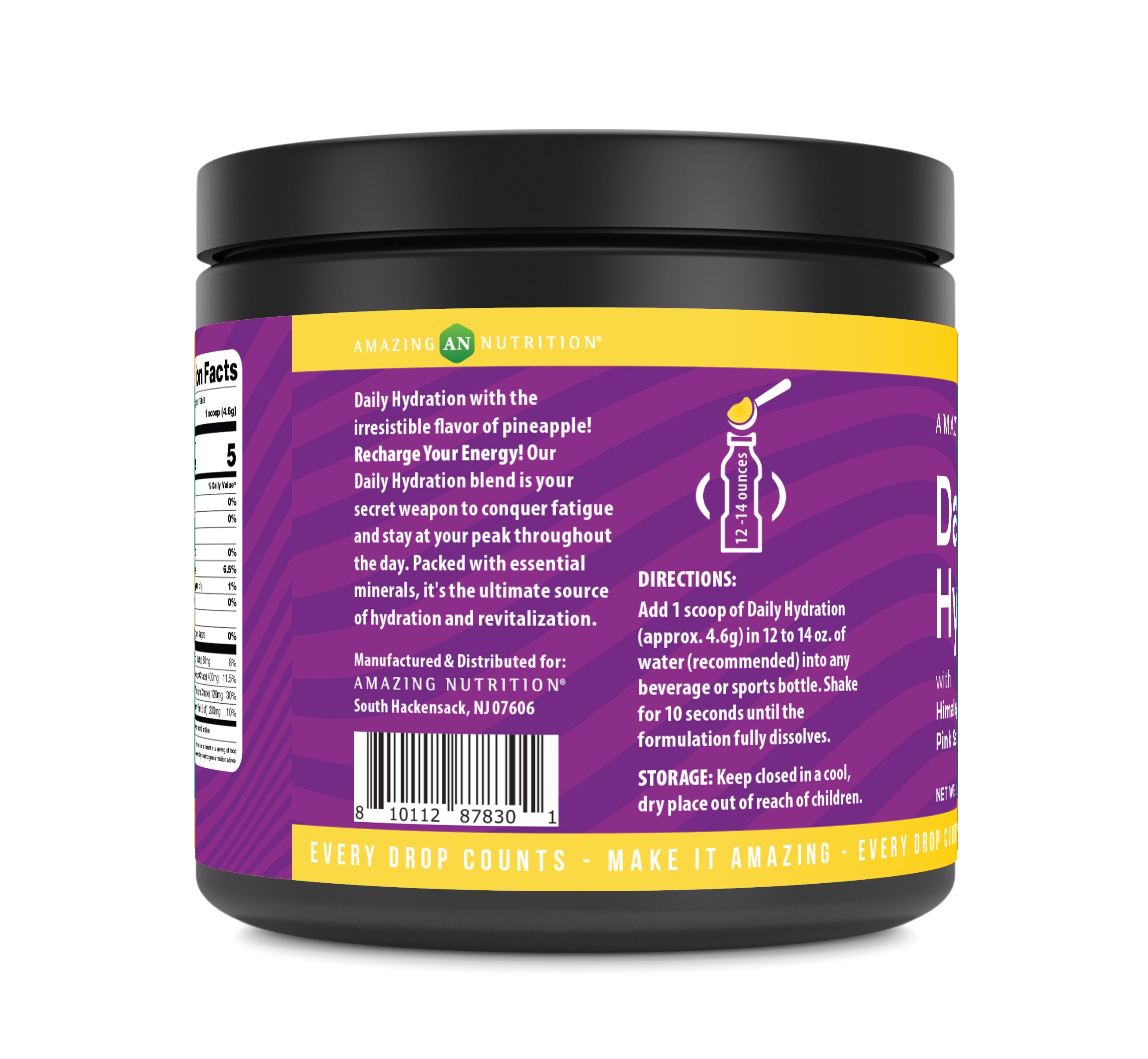 Amazing Nutrition Daily Hydration Electrolyte Powder 60 Servings | Pineapple Flavor | Packed with Essential Minerals | Sugar-Free | Keto Friendly