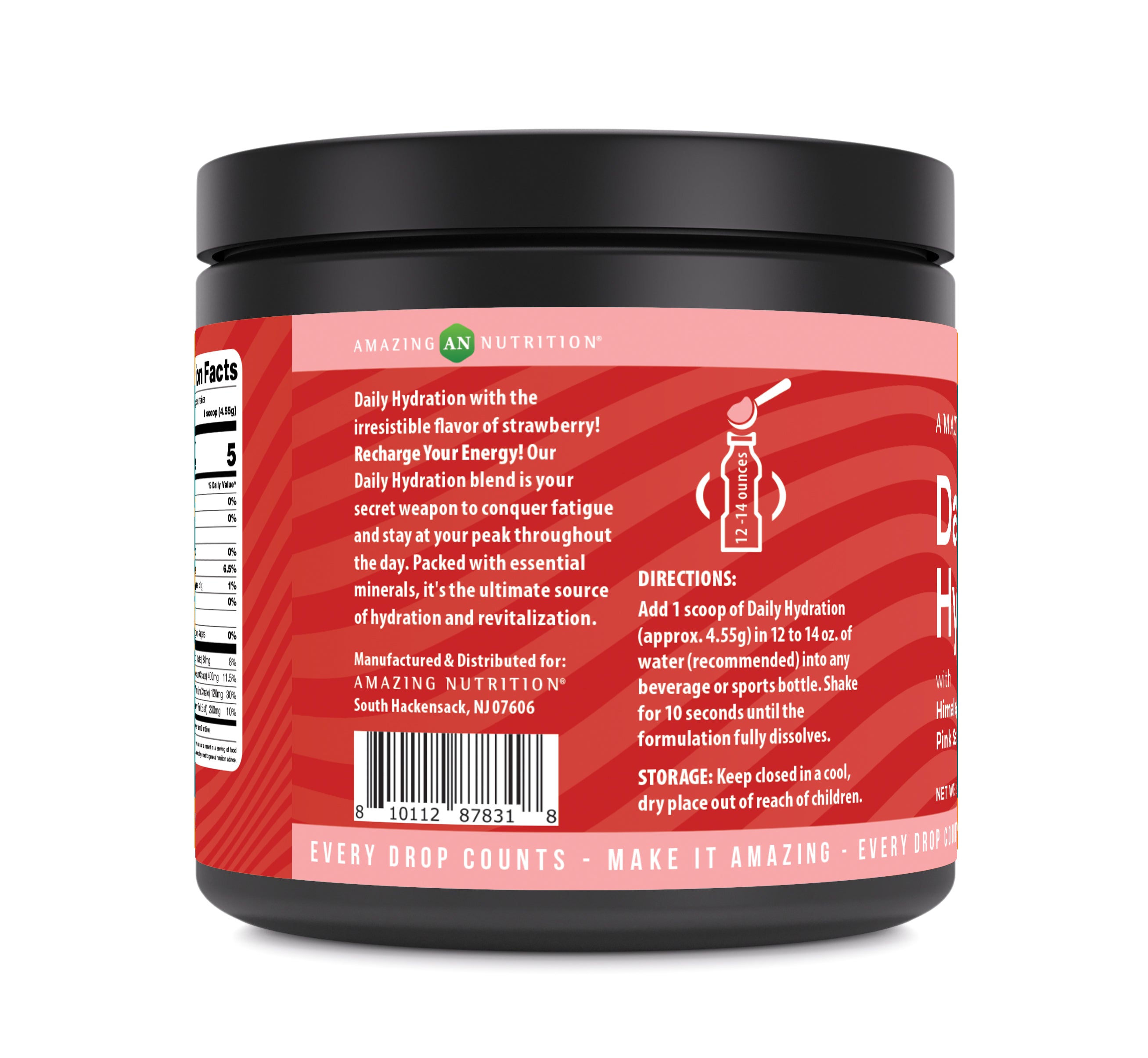 Amazing Nutrition Daily Hydration Electrolyte Powder 60 Servings | Strawberry Flavor | Packed with Essential Minerals | Sugar-Free | Keto Friendly
