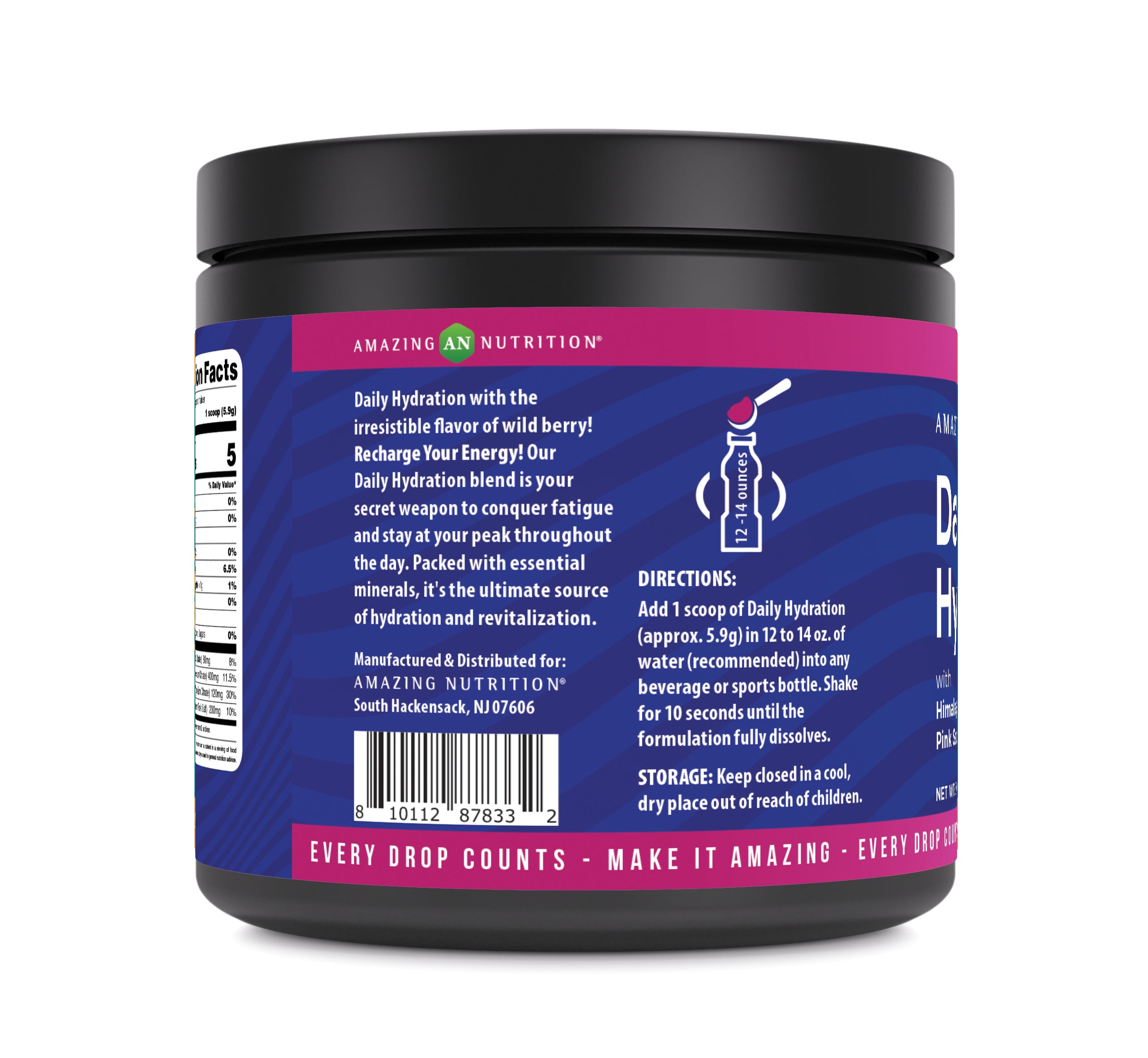 Amazing Nutrition Daily Hydration Electrolyte Powder 60 Servings | Wild Berry Flavor | Packed with Essential Minerals | Sugar-Free | Keto Friendly