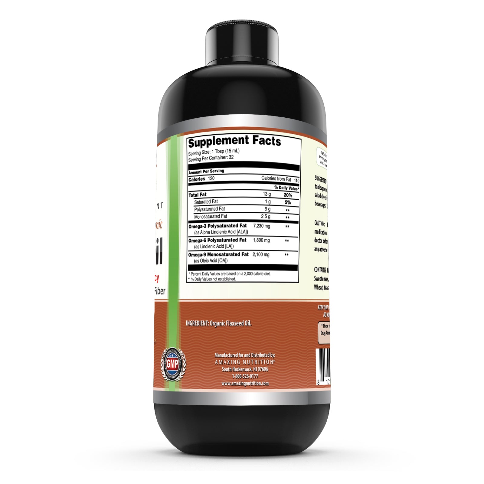 Amazing Omega Flaxseed Oil | 16 Fl. Oz. Liquid