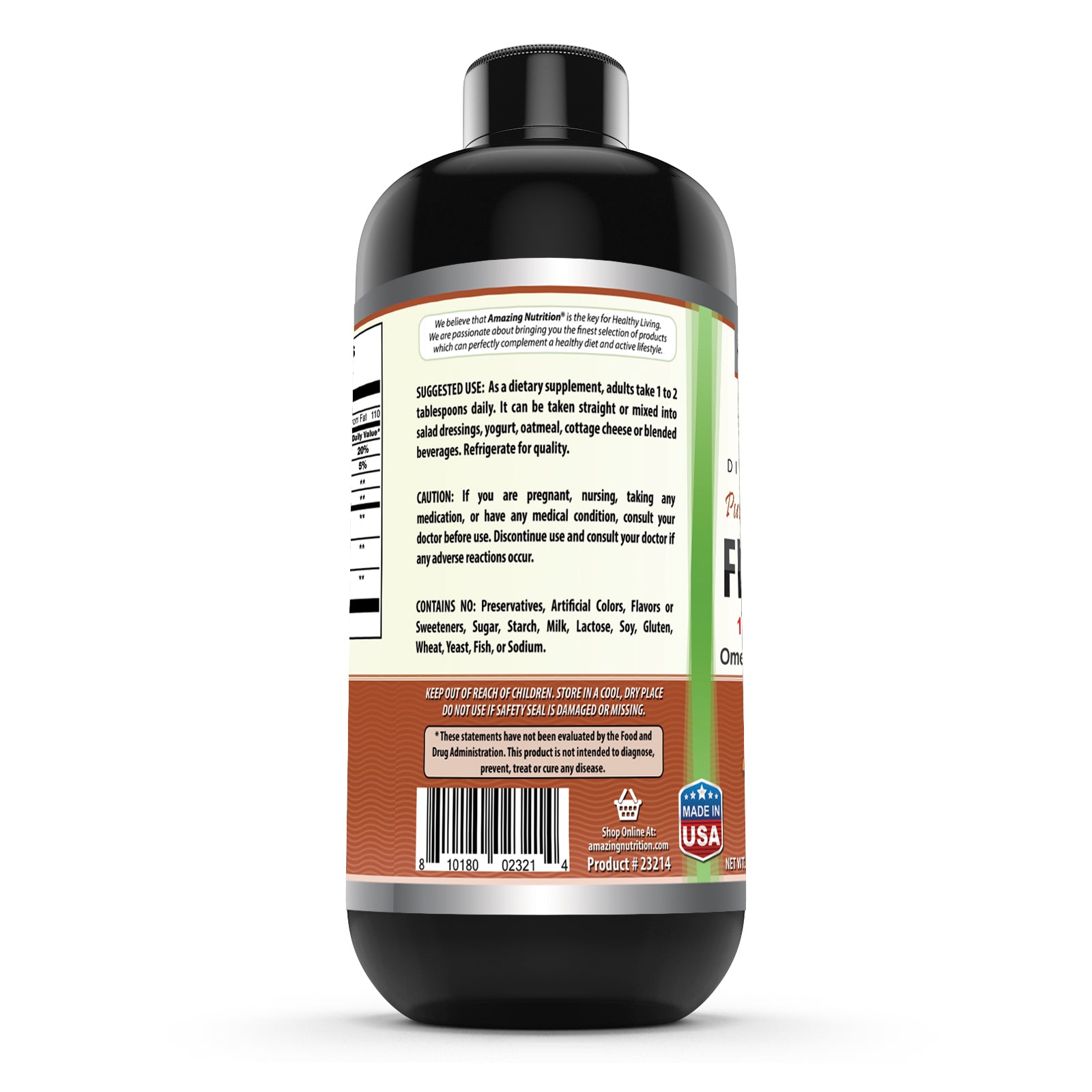 Amazing Omega Flaxseed Oil | 16 Fl. Oz. Liquid
