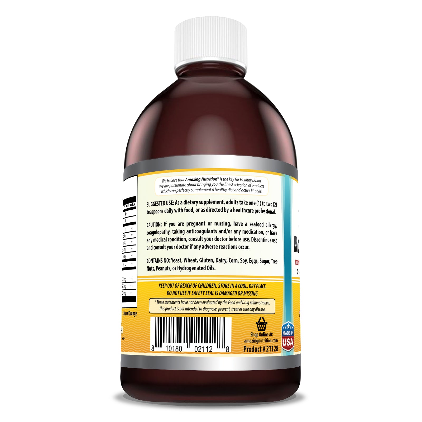 Amazing Omega Norwegian Fish Oil | 16 Fl. Oz. Liquid | Orange Flavor