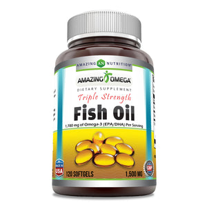 Amazing Omega Triple Strength Fish Oil | 1500 Mg Per Serving | 120 Softgels