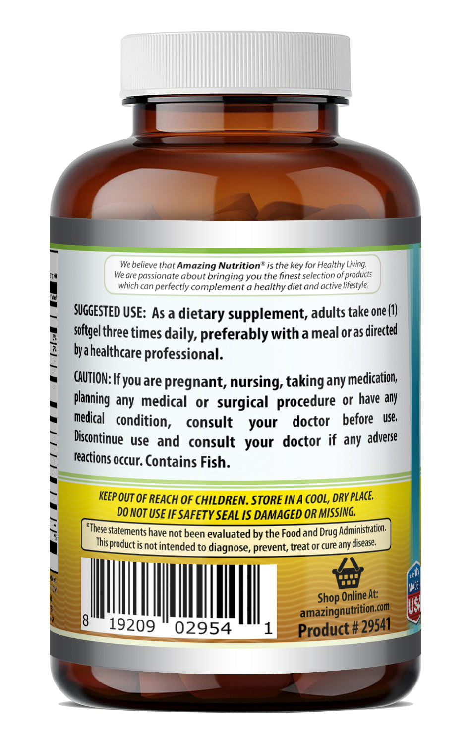 Amazing Omega 3.6.9 3600 Mg per Serving | Lemon Flavor | High & Pure Potency | Fish, Flaxseed & Borage Oil Blend | 120 Softgels