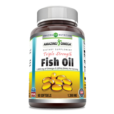 Image of Amazing Omega Triple Strength Fish Oil 1360 Mg | EPA/DHA | 60 Softgels