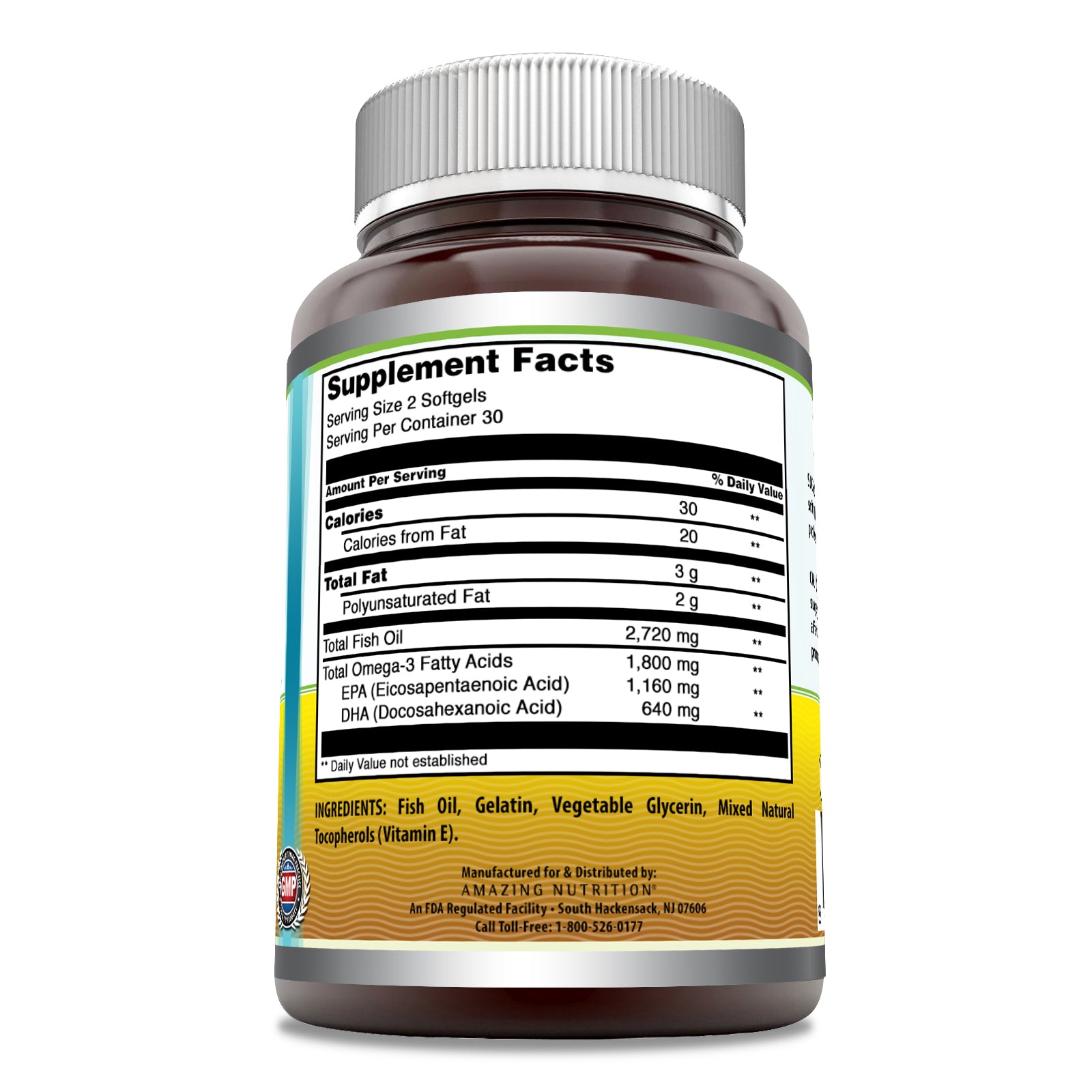 Amazing Omega Triple Strength Fish Oil 1360 Mg | EPA/DHA | 60 Softgels