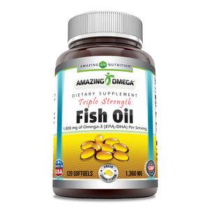 Amazing Omega Triple Strength Fish Oil | 1360 Mg | 120 Softgels | Lemon Flavor