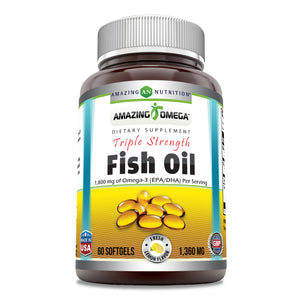 Amazing Omega Triple Strength Fish Oil | 1360 Mg | 60 Softgels | Lemon Flavor