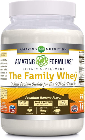 Amazing Formulas The Family Whey | 20 Grams Protein | Banana Flavor | 31 Servings