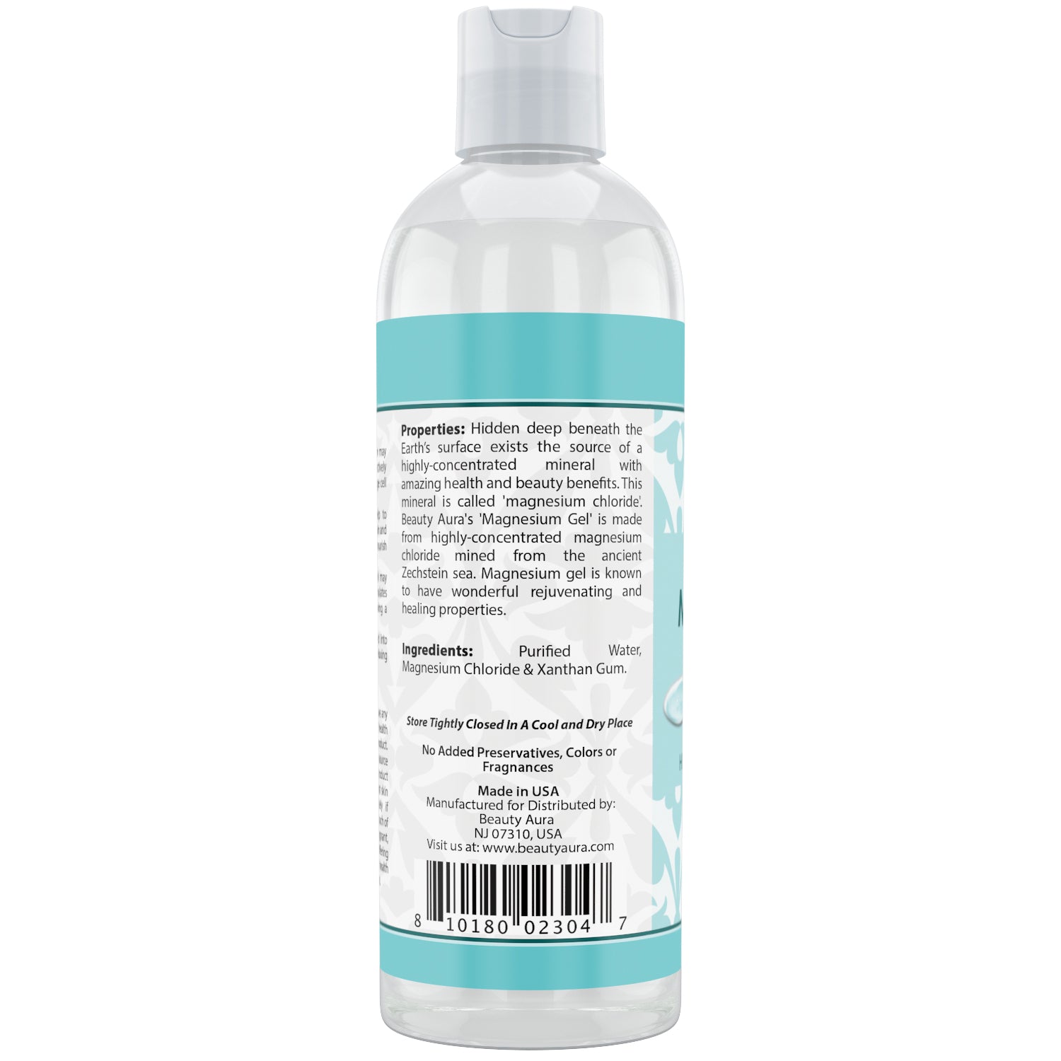 Beauty Aura Magnesium Gel | 100% Pure | 16 Fl.Oz (473ml) | Healing & Rejuvenating