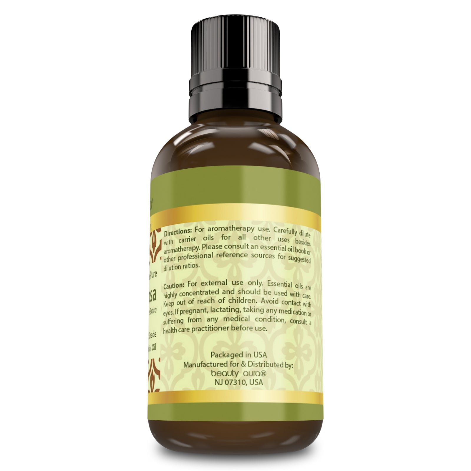 Beauty Aura Ultra Pure Palmarosa Essential Oil | Premium Collection (Triple Extra) | 1 Fl.Oz (30ml) | Therapeutic Grade