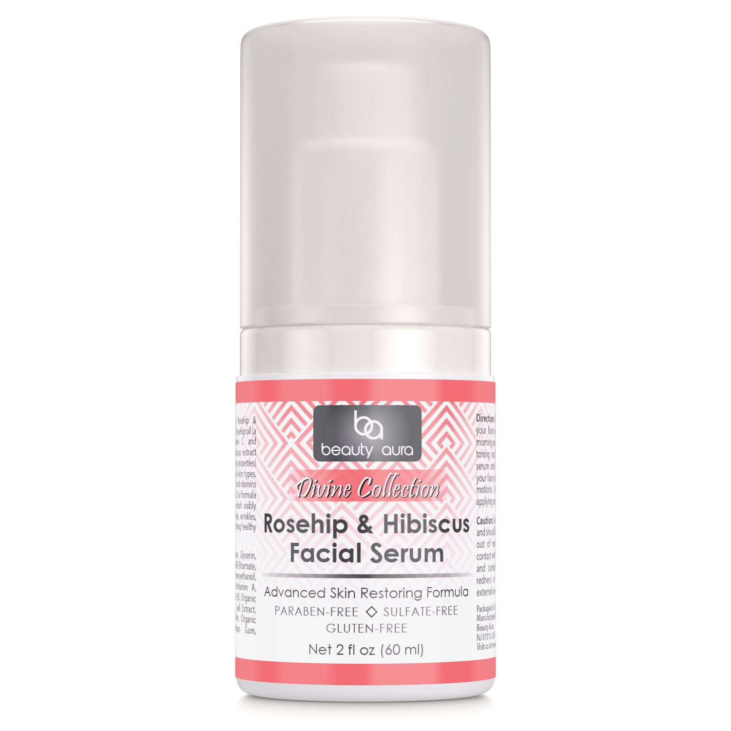 Beauty Aura Rosehips & Hibiscus Facial Serum | Divine Collection | 2 Fl.Oz (60ml) | Paraben & Sulfate-Free