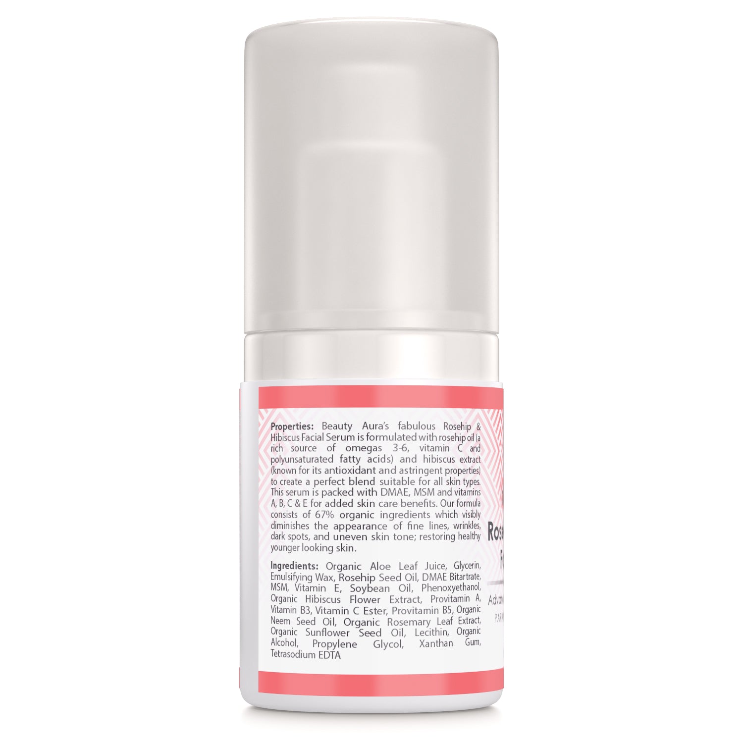 Beauty Aura Rosehips & Hibiscus Facial Serum | Divine Collection | 2 Fl.Oz (60ml) | Paraben & Sulfate-Free