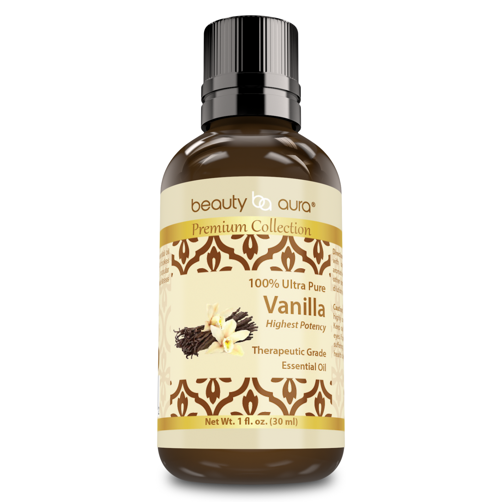 Beauty Aura Vanilla Oil | Premium Collection | 1 Fl. Oz (30 ml) | Therapeutic Grade Essential Oil
