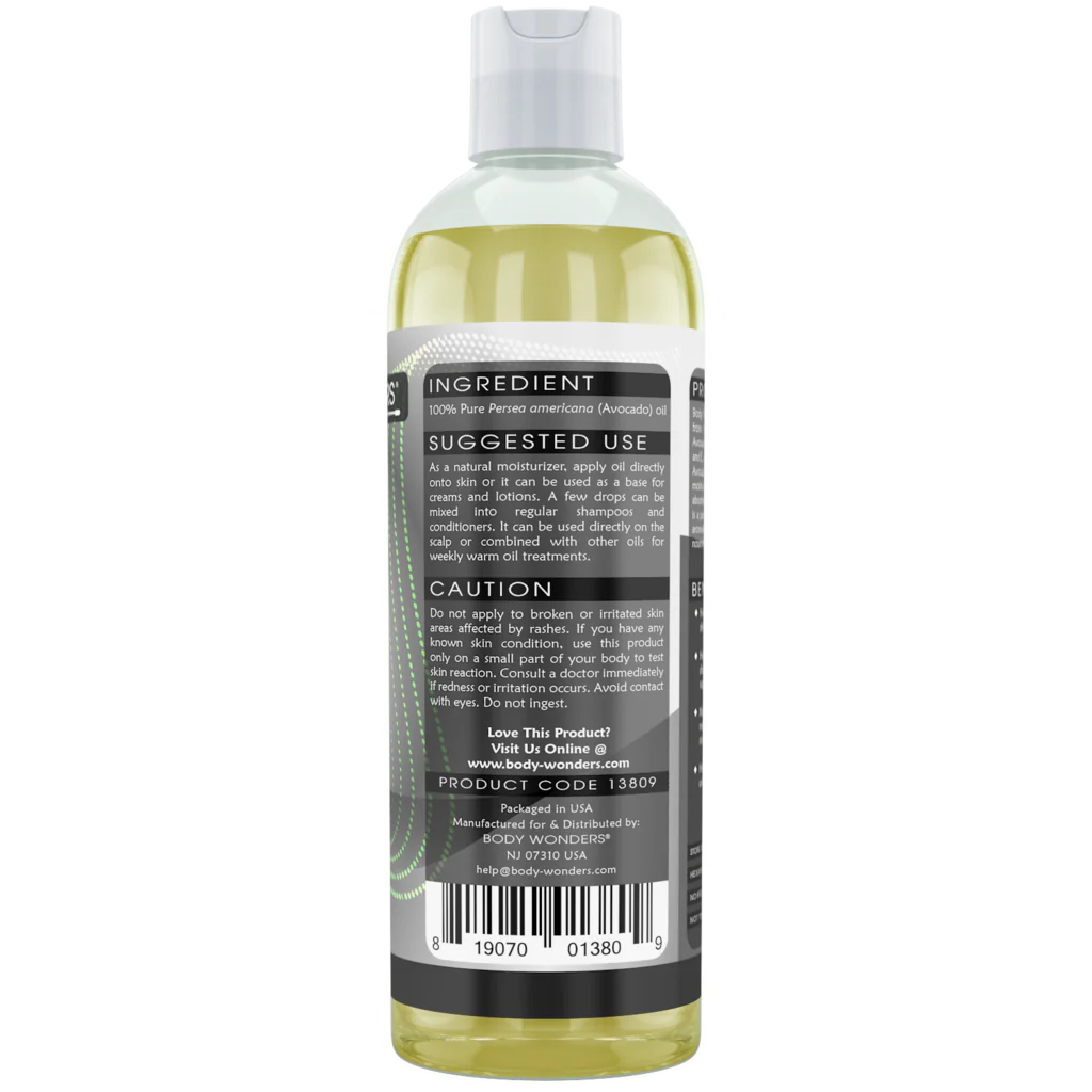 Body Wonders Avocado Oil | 16 Fl. Oz (473 ml) | 100% Pure