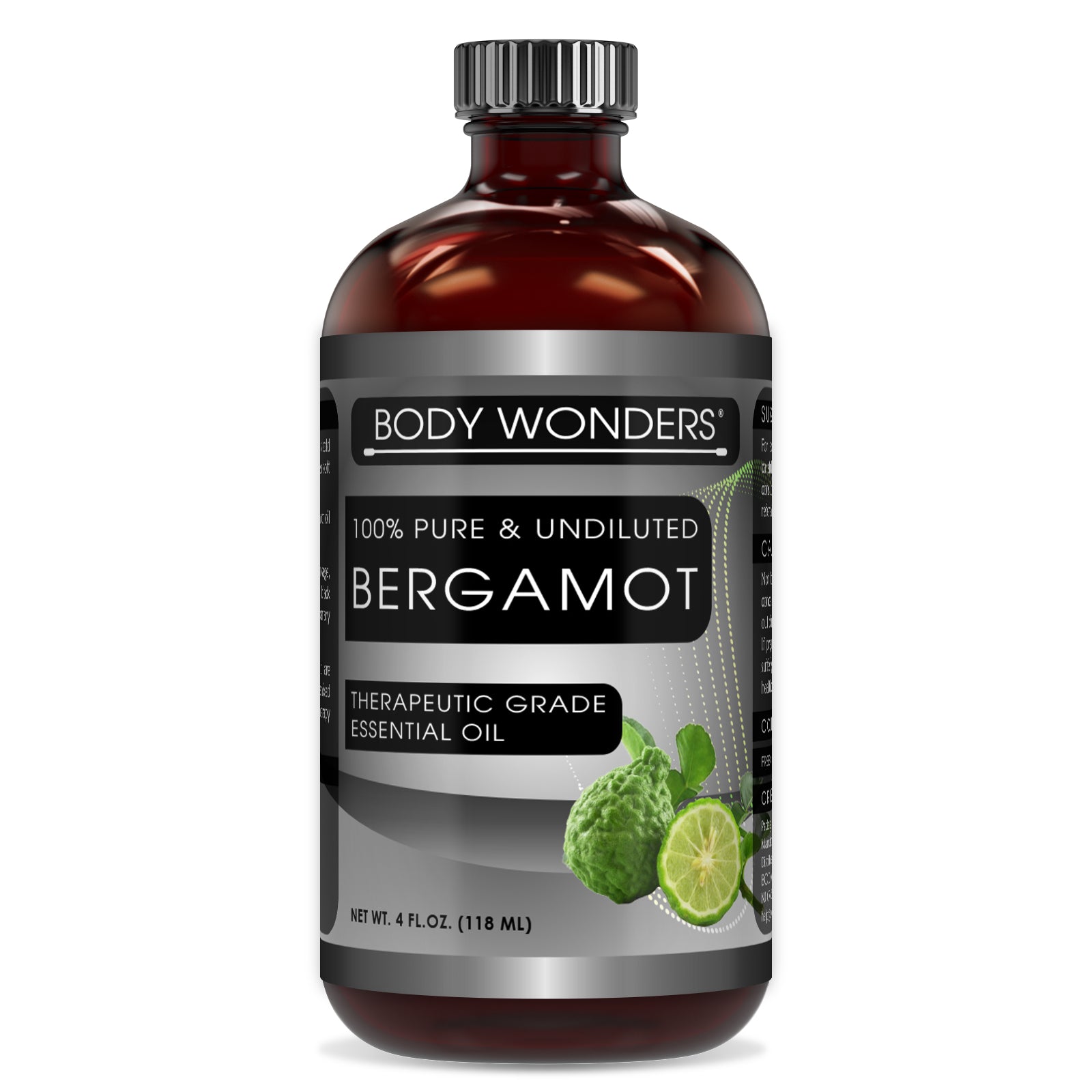 Body Wonders 100% Pure Bergamot Essential Oil | 4 Fl.Oz | Therapeutic Grade Oil - Ideal for Aromatherapy
