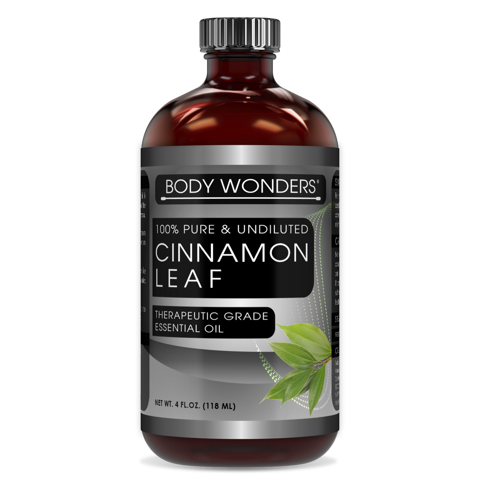 Body Wonders 100% Pure Cinnamon Leaf Essential Oil | 4 Fl.Oz (118ml) | Therapeutic Grade Oil - Ideal for Aromatherapy