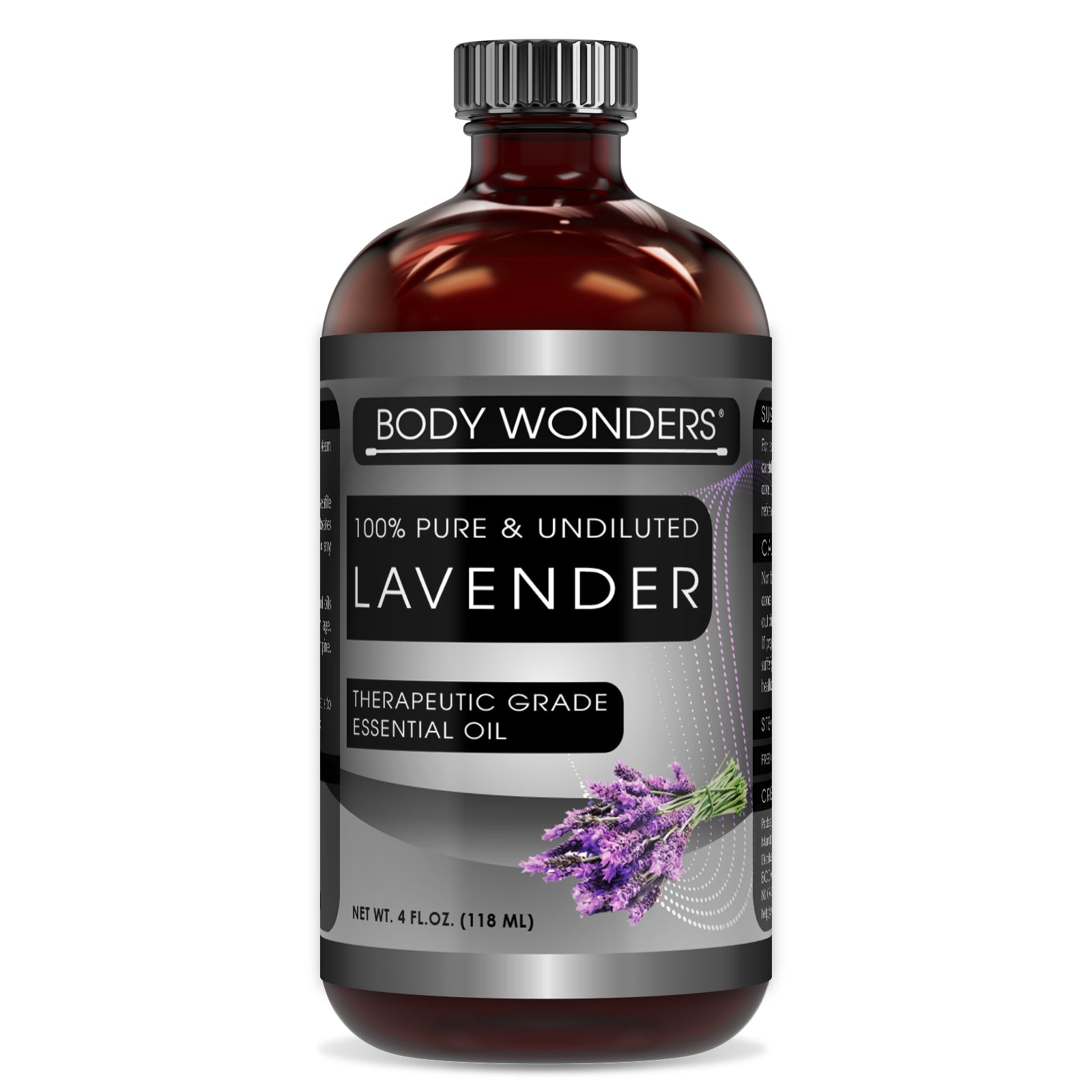 Body Wonders 100% Pure Lavender Essential Oil | 4 Fl.Oz (118ml) | Therapeutic Grade Oil - Ideal for Aromatherapy