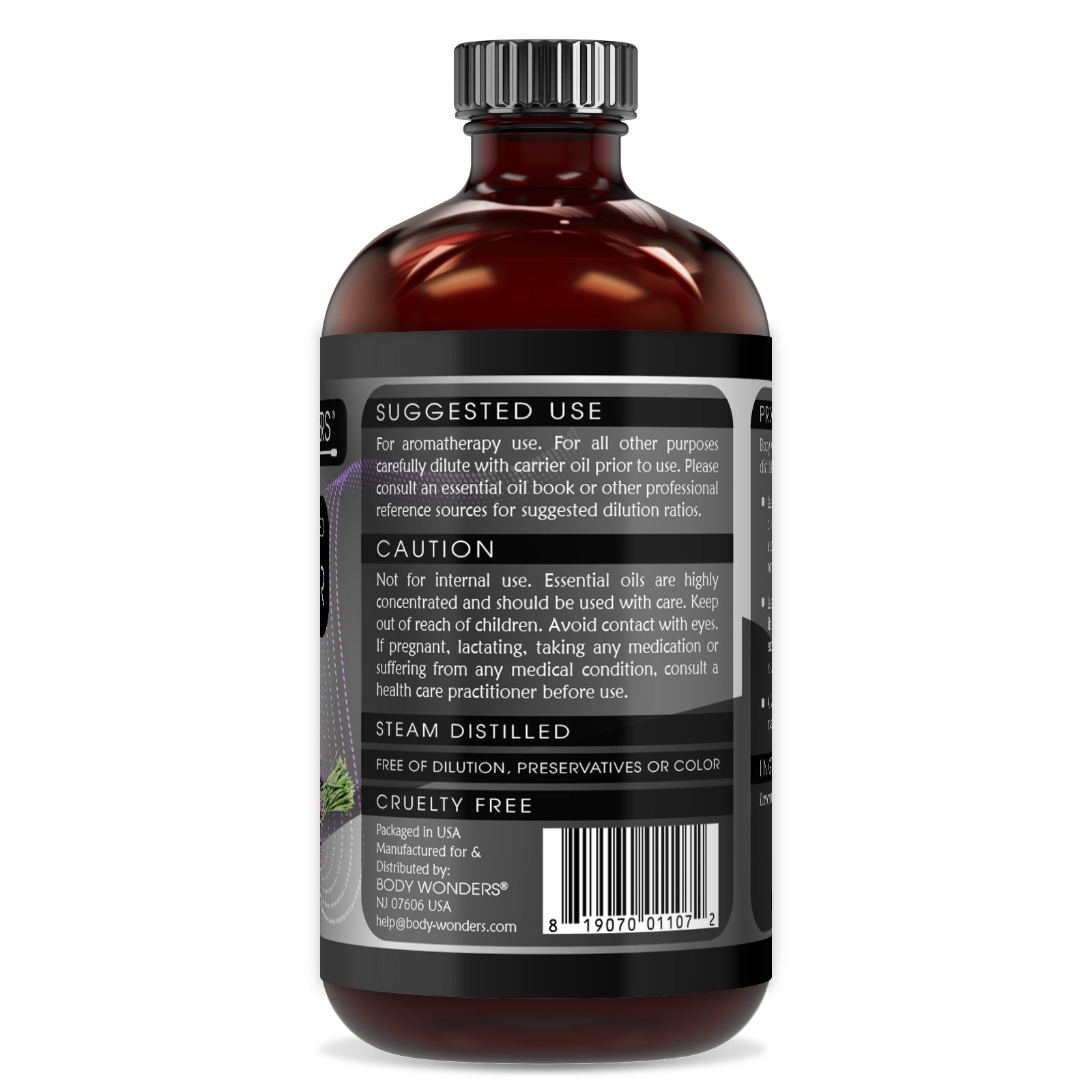 Body Wonders 100% Pure Lavender Essential Oil | 4 Fl.Oz (118ml) | Therapeutic Grade Oil - Ideal for Aromatherapy