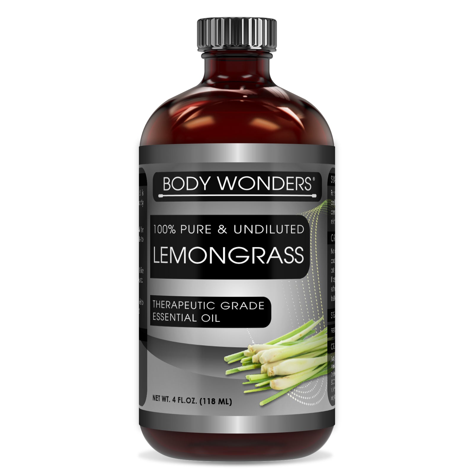 Body Wonders 100% Pure Lemongrass Essential Oil | 4 Fl.Oz (118ml) | Therapeutic Grade Oil - Ideal for Aromatherapy