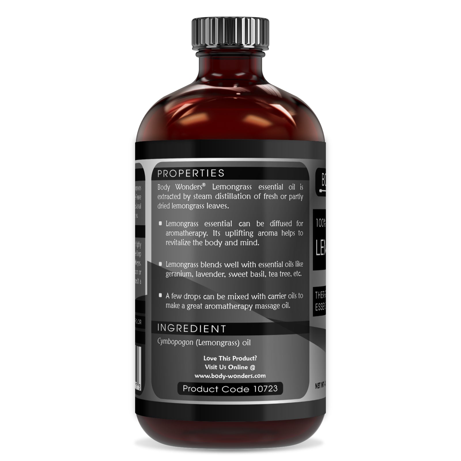 Body Wonders 100% Pure Lemongrass Essential Oil | 4 Fl.Oz (118ml) | Therapeutic Grade Oil - Ideal for Aromatherapy