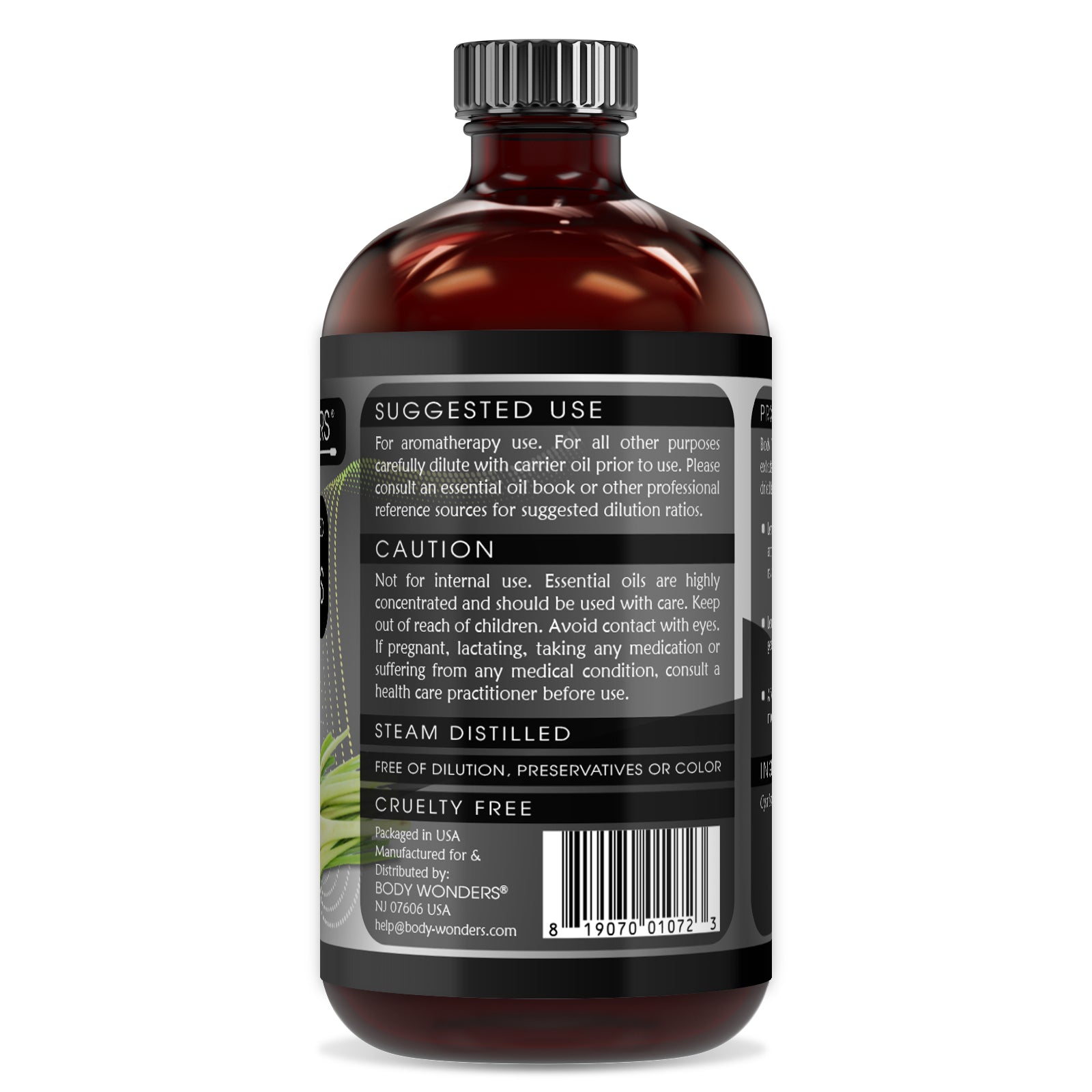 Body Wonders 100% Pure Lemongrass Essential Oil | 4 Fl.Oz (118ml) | Therapeutic Grade Oil - Ideal for Aromatherapy