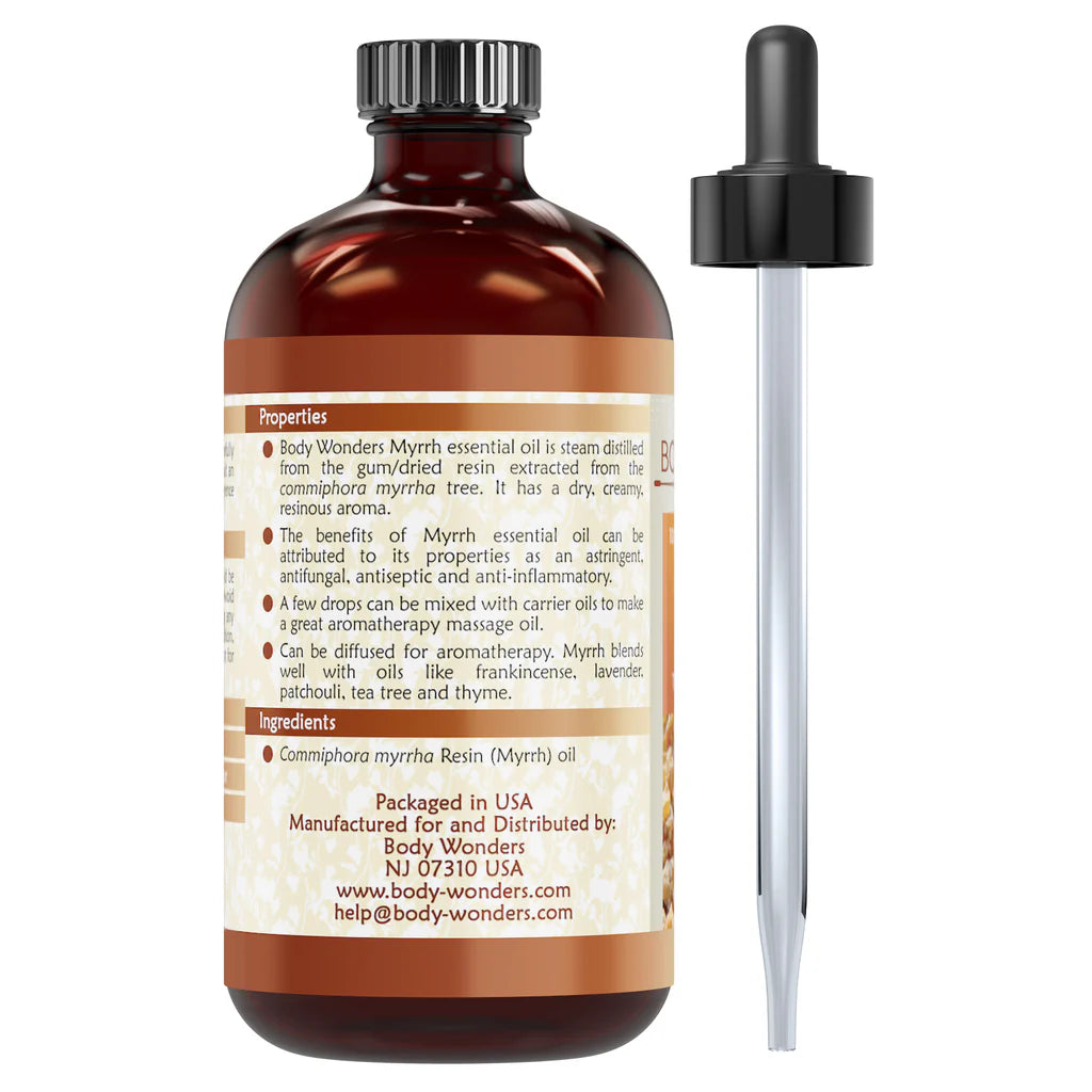 Body Wonders Myrrh | Therapeutic Grade Essential Oil | 4 Fl. Oz (118 ML)