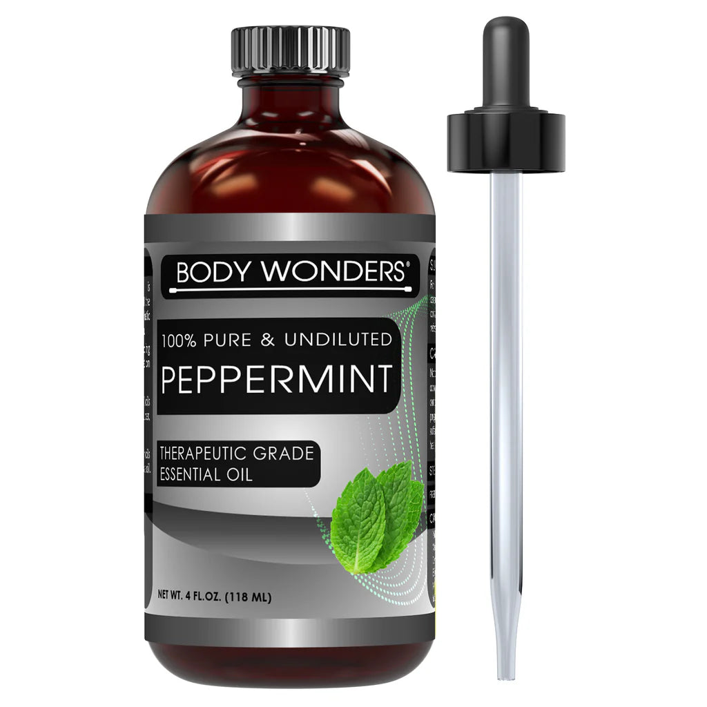 Body Wonders Peppermint Oil | Therapeutic Grade Essential Oil | 4 Fl. Oz (118 ml)