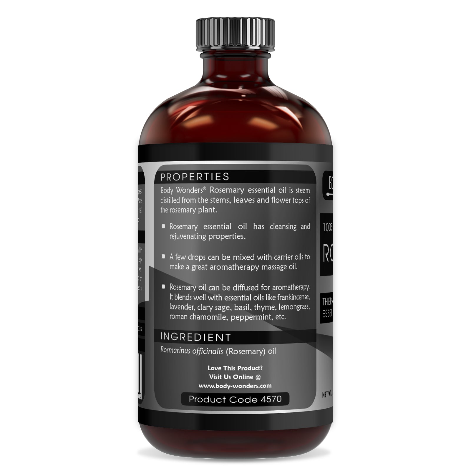 Body Wonders 100% Pure Rosemary Essential Oil | 8 Fl.Oz (236 ml) | Therapeutic Grade Oil - Ideal for Aromatherapy