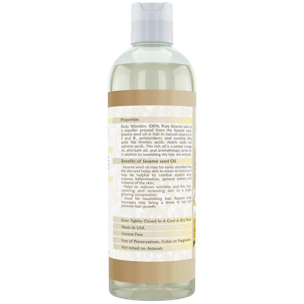 Body Wonders Sesame Seed Oil | 16 Fl. Oz (473 ml) | 100% Pure