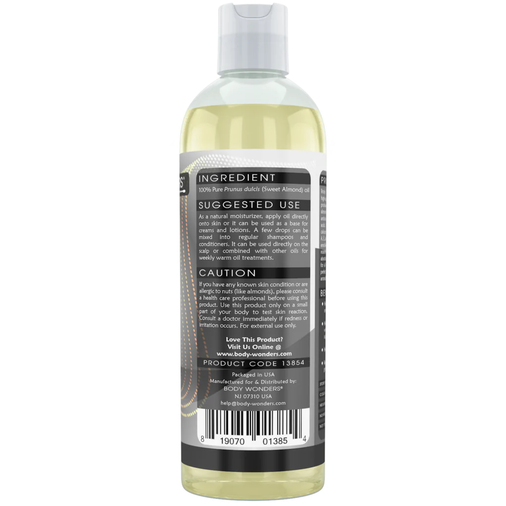 Body Wonders Sweet Almond Oil | 16 Fl. Oz (473 ml) | 100% Pure & Cold-Pressed