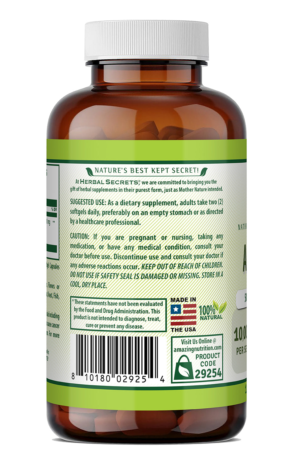 Herbal Secrets Aloe Vera 50 Mg Concentrate 200:1 | 10000 Mg Equivalent | 120 Softgels