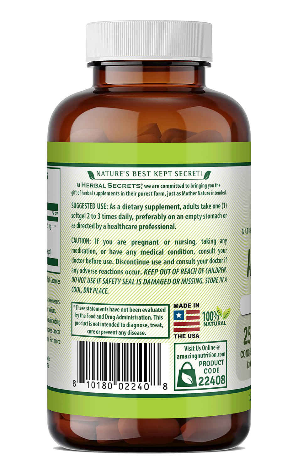 Herbal Secrets Aloe Vera 25 Mg Standardized 200:1 Concentrate | 5000 Mg Equivalent | 120 Softgels