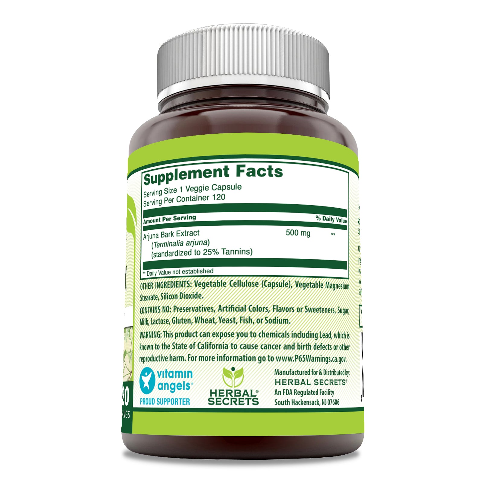 Herbal Secrets Arjuna Bark | 500 Mg | 120 Veggie Capsules