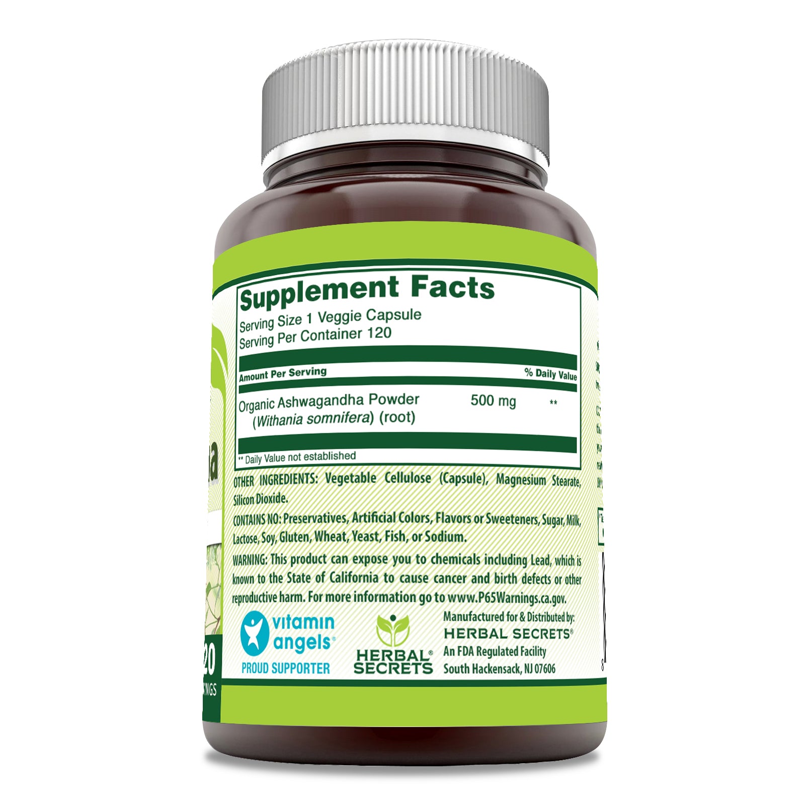 Herbal Secrets Ashwagandha | 500 Mg | 120 Veggie Capsules
