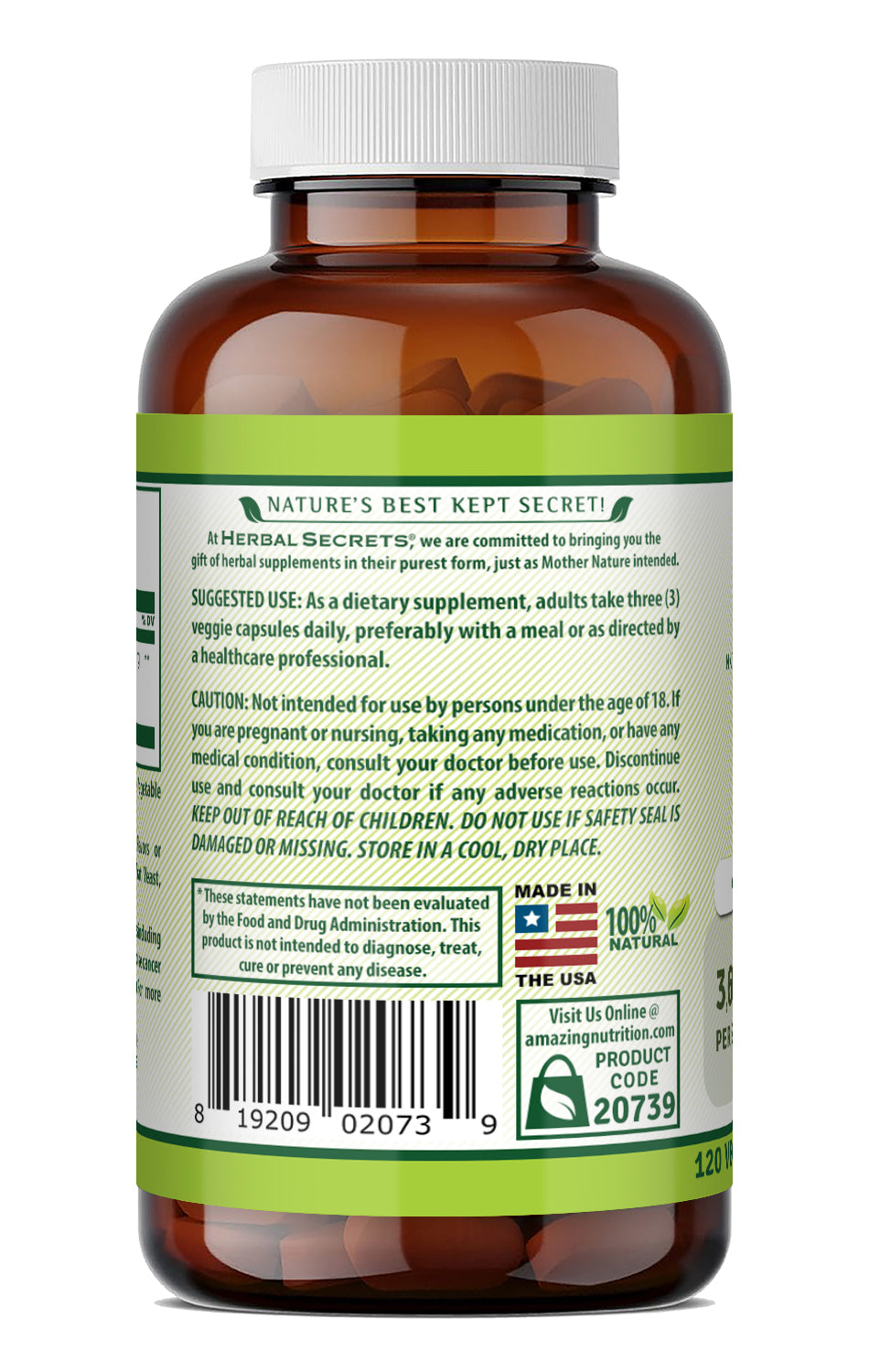Herbal Secrets Bilberry 3600 Mg per Serving | (4:1 Standardized Extract) | 120 Veggie Capsules