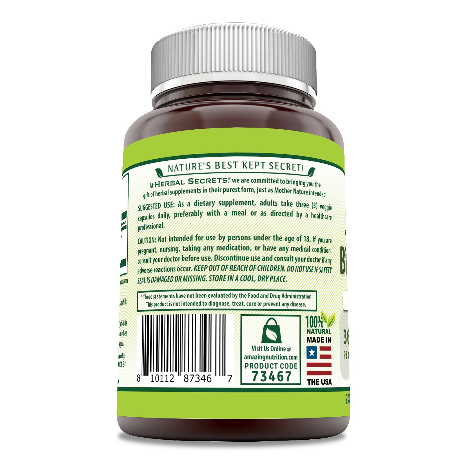 Herbal Secrets Bilberry Extract | 3600 Mg per Serving | 240 Veggie Capsules