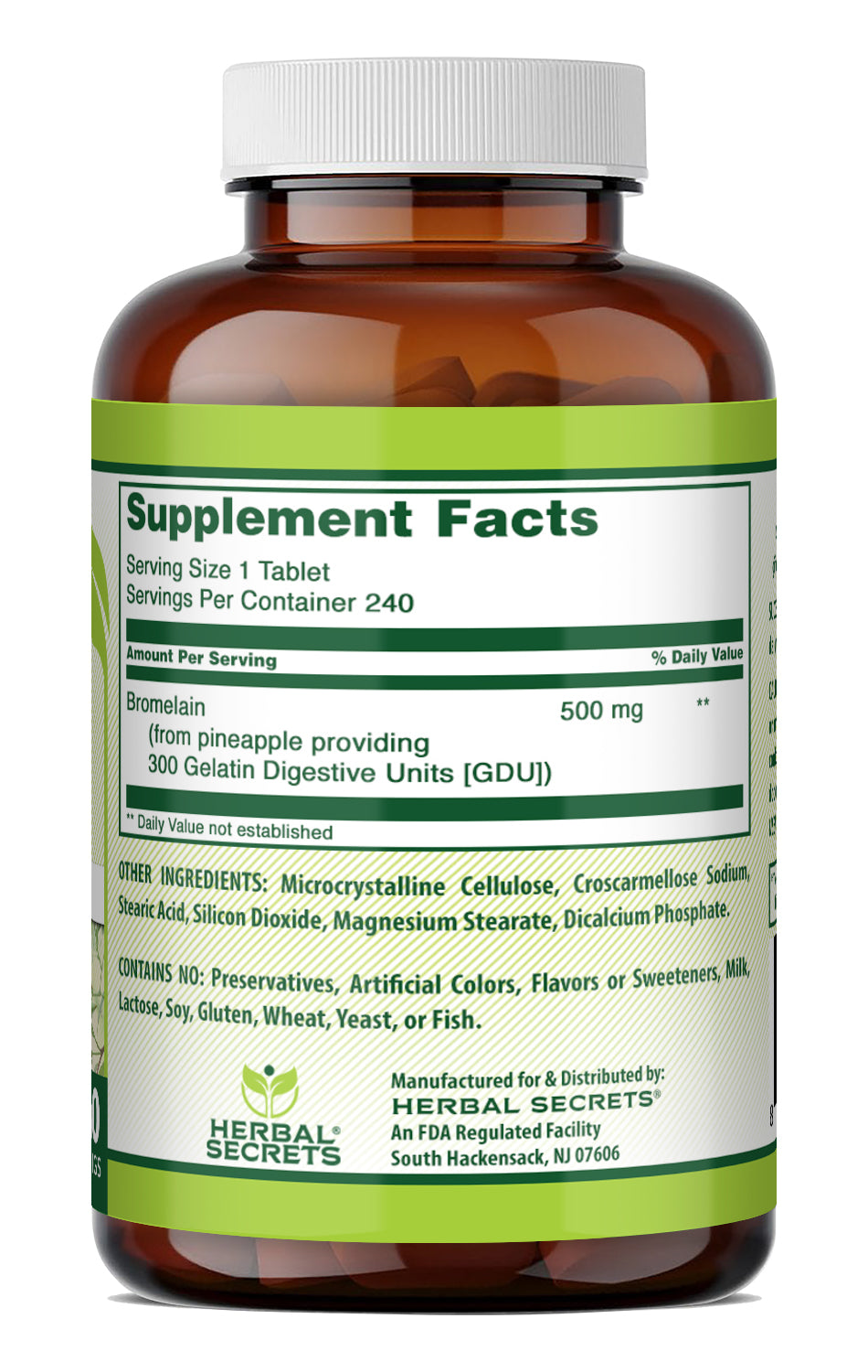 Herbal Secrets Bromelain (Proteolytic Enzyme) | 500 Mg | 240 Tablets