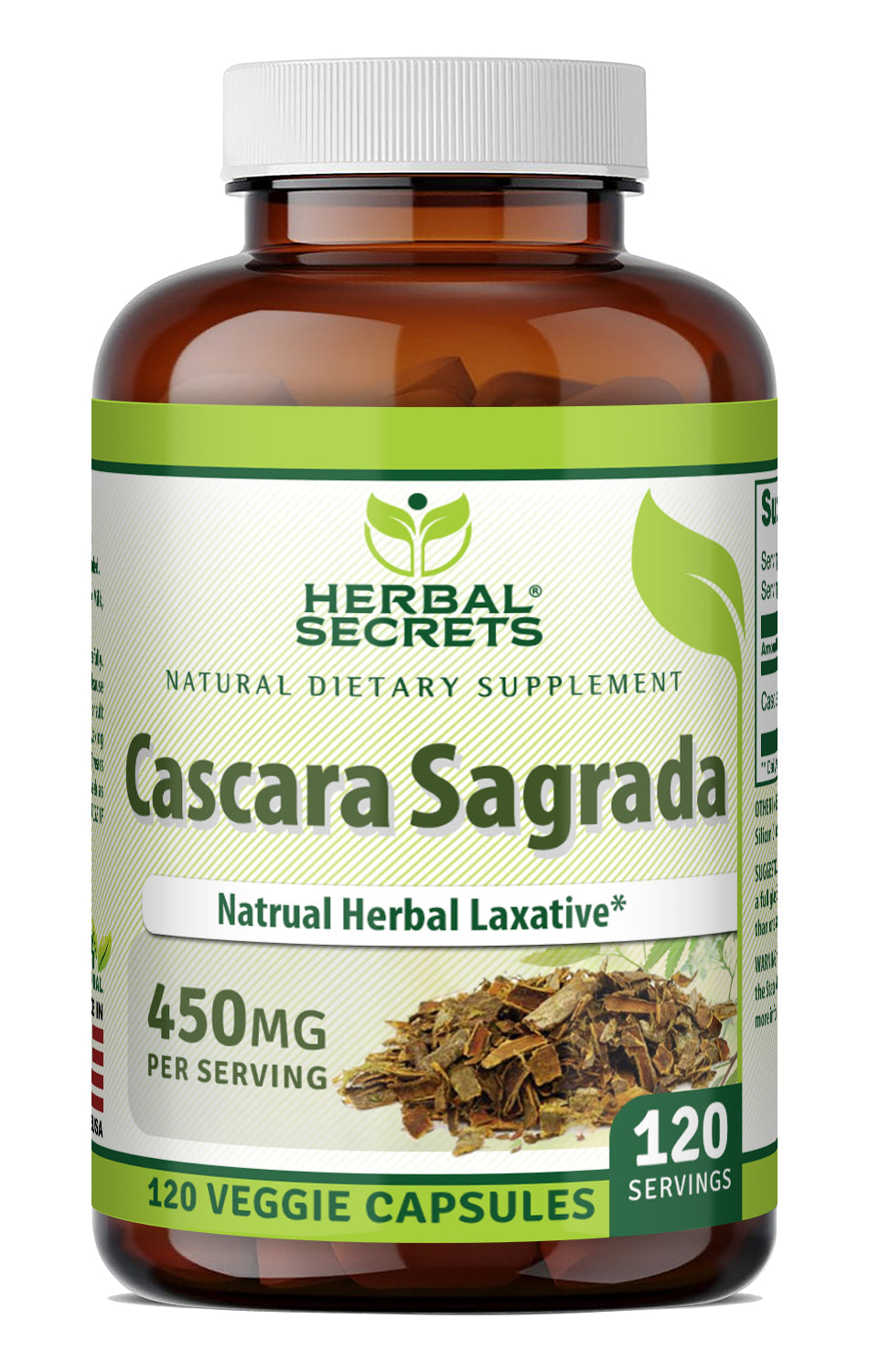Herbal Secrets Cascara Sagrada 450 Mg | 120 Veggie Capsules