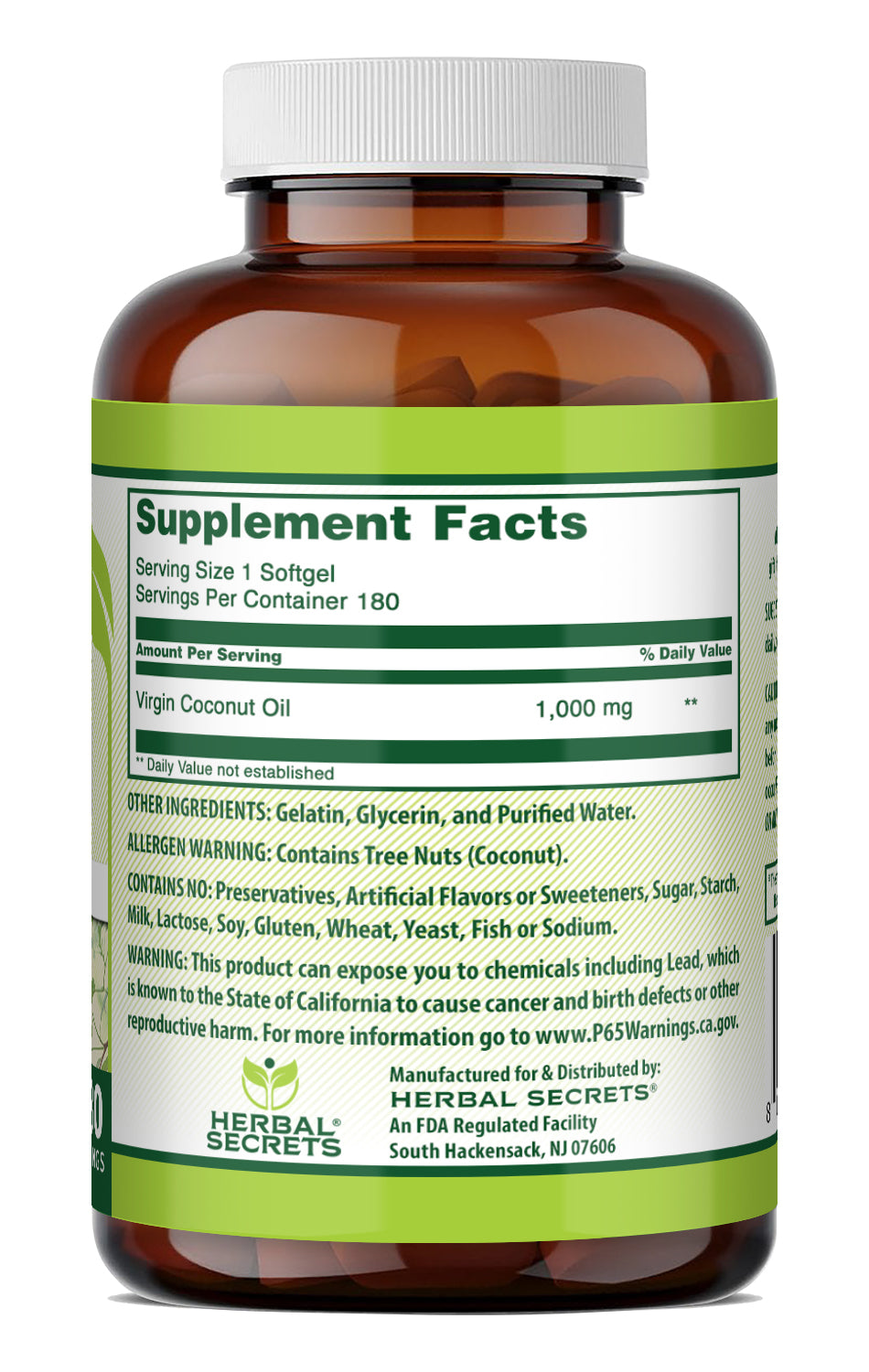 Herbal Secrets Virgin Coconut Oil 1000 Mg | 180 Softgels