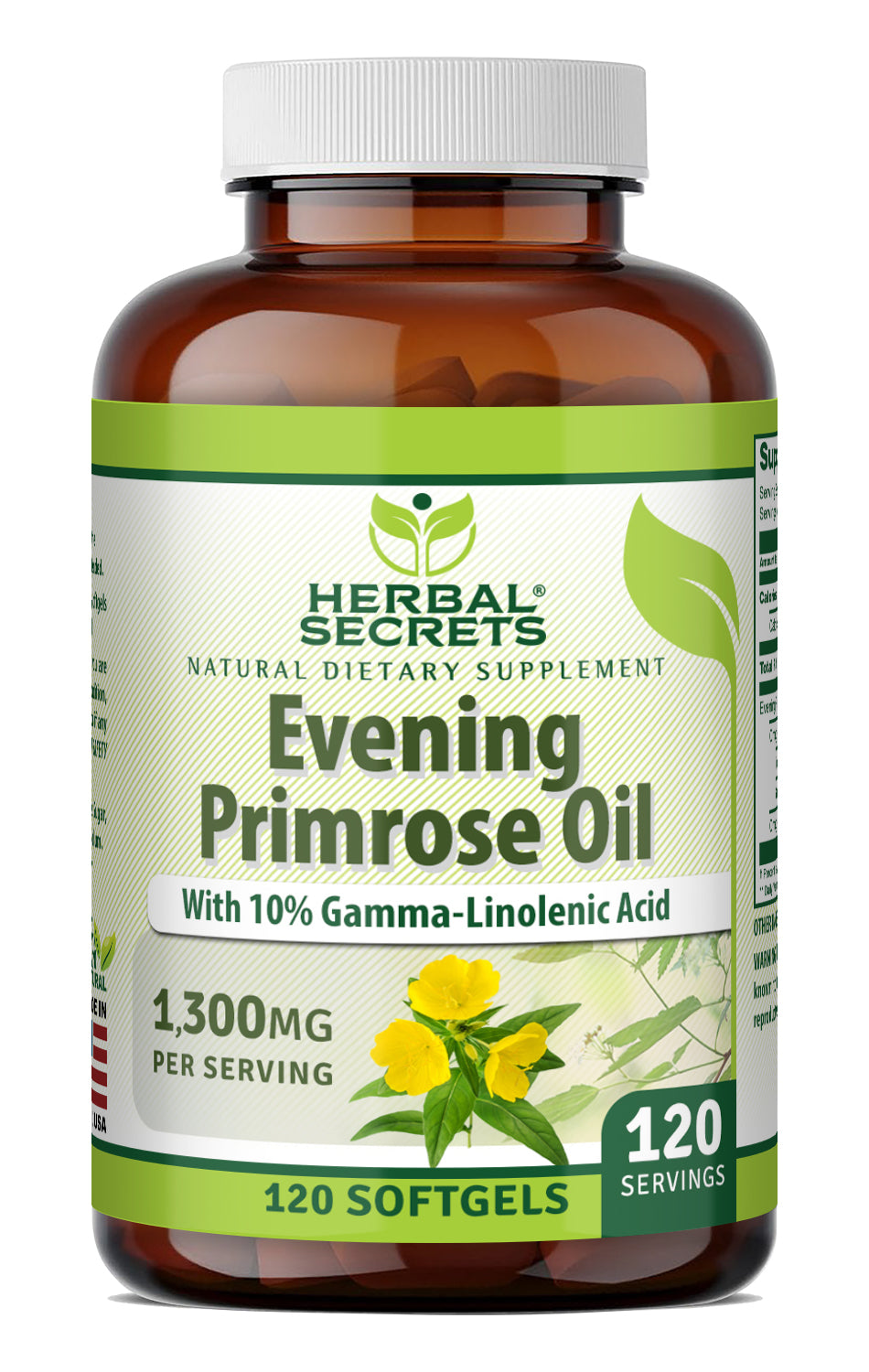 Herbal Secrets Evening Primrose Oil (10 % Gamma-Linolenic Acid) 1300 Mg | 120 Softgels