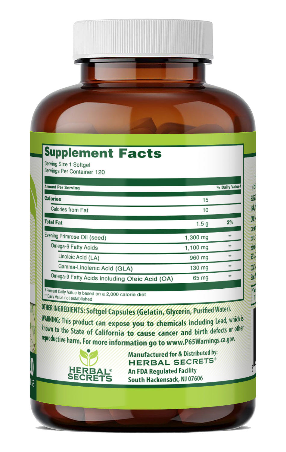 Herbal Secrets Evening Primrose Oil (10 % Gamma-Linolenic Acid) 1300 Mg | 120 Softgels