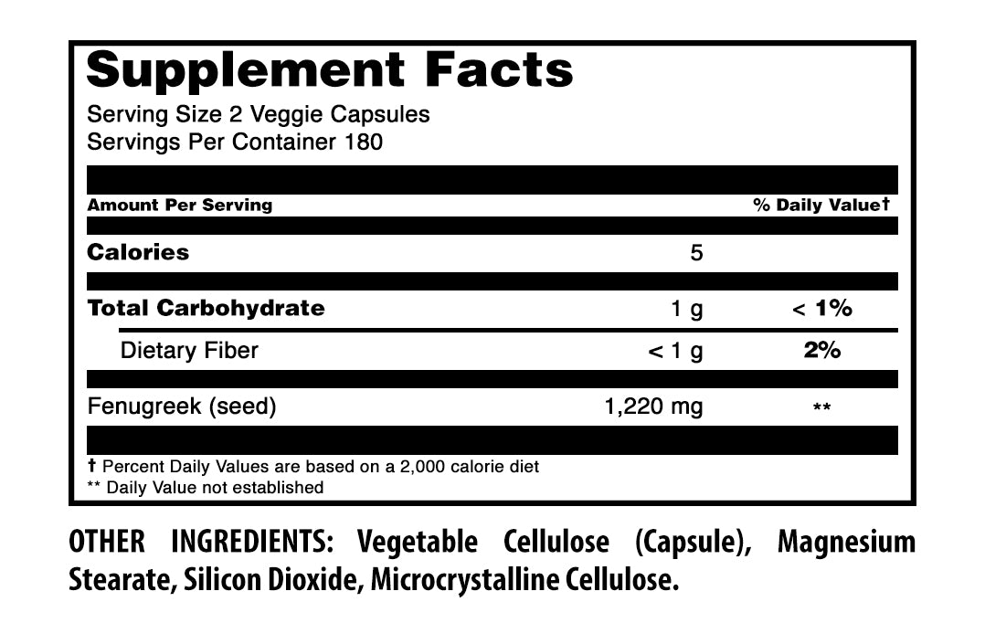 Herbal Secrets Fenugreek Seed 1220 Mg per Serving | 360 Veggie Capsules